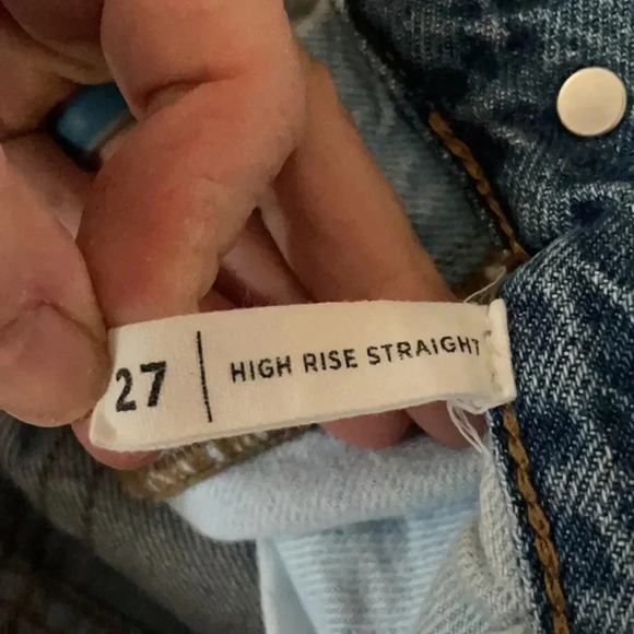 PacSun Color Block Hi Rise Straight Denim Jeans Button fly Women’s Size 27 - Picture 12 of 14